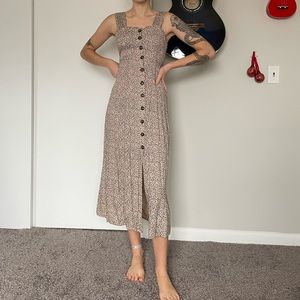 Button front leopard print dress